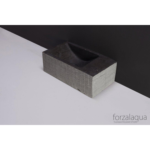 Forzalaqua Venetia Xs Lavabo wc 29x16x10cm rectangulaire sans trou pour robinetterie droite pierre de taille ciselé bleu gris SW30376